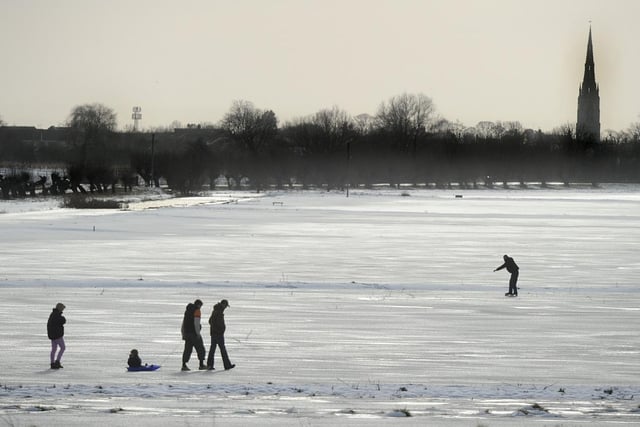 2013: Skaters on the ice at Whittlesey Wash. ENGEMN00120130126141438