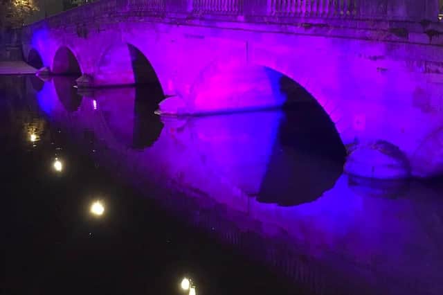 Bedford Bridge is lit up to raise awareness of national campaigns
