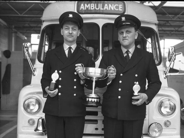 This jolly photo was taken in Daventry in 1967. Do you know the ambulance men with the award?