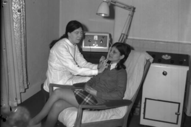 This picture was taken in 1971 and the caption in the archive reads: "March 3 1971...Electrolysis Clinic for removal of superfluous hair...Wellingborough Road"