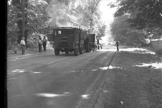 Tar spraying in Wellingborough Road, Northampton, on August 21, 1959