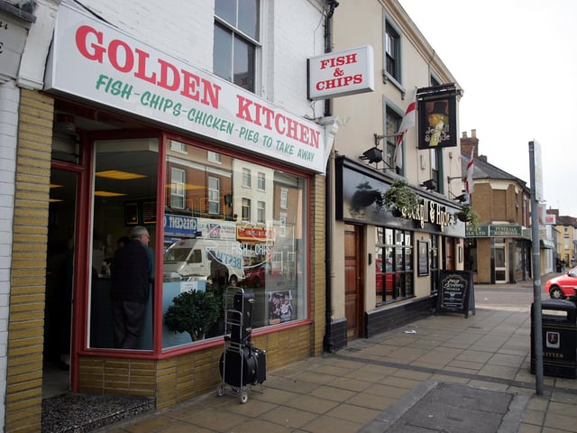 This picture was taken by the Chron in 2006 and shows the Golden Kitchen fish and chip shop. It was taken for a feature on the best places for fish and chips in the town.