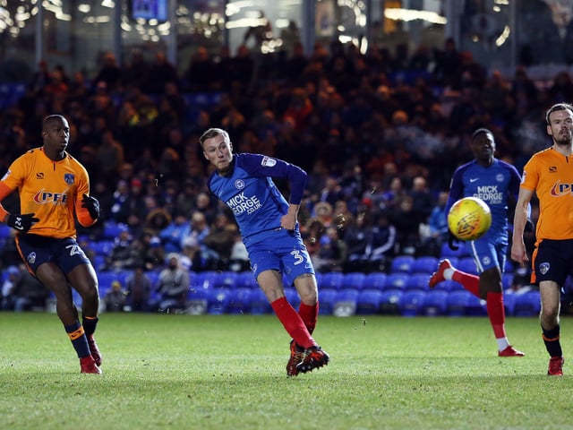 Cooper moved to Posh from Crewe in January, 2018 for a sizeable fee and scored (pictured) after coming on as a substitute on his debut in a 3-0 League One win over Oldham at London Road. Cooper played 42 times for Posh, scoring five goals, before moving to Plymouth in where he remains.