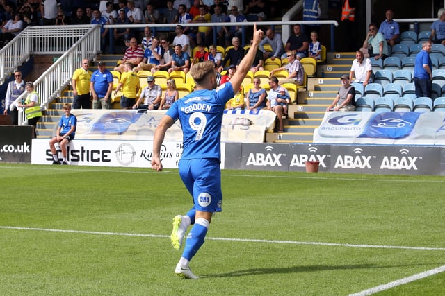 Godden was signed by Evans from Stevenage in July 2018 and he scored just two minutes into his Posh debut in that 2-1 win over Bristol Rovers on the opening day of the 2018-19 League One season. He's pictured celebrating that goal. Godden went on to score 18 goals in 48 Posh appearances before moving to Coventry City after 12 months at London Road. He's been a great success with the Sky Blues and he should appear for them against Posh this Saturday.