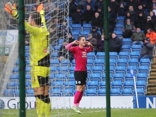 Striker Nichols completed a move to Posh from Exeter in January 2016 and scored the only goal of the game on his debut in a 1-0 League One win at Chesterfield. He is pictured celebrating that goal. Nichols scored 14 goals in 58 games for Posh before moving to Bristol Rovers. He also played for Cheltenham, but is now at Crawley.