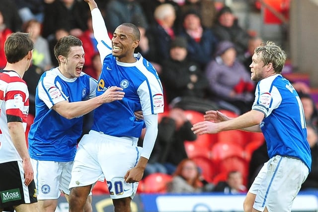 The first million pound signing in Posh history made an instant impact following his move from Crawley in February 2012 as he bagged the last-gasp equaliser in a 1-1 Championship draw at Doncaster on his debut. He is pictured celebrating that goal. But it soon went downhill. Barnett scored 12 goals in 63 Posh appearances before, after several loan spells away from London Road, joining AFC Wimbledon. Now at Eastleigh in the National League.