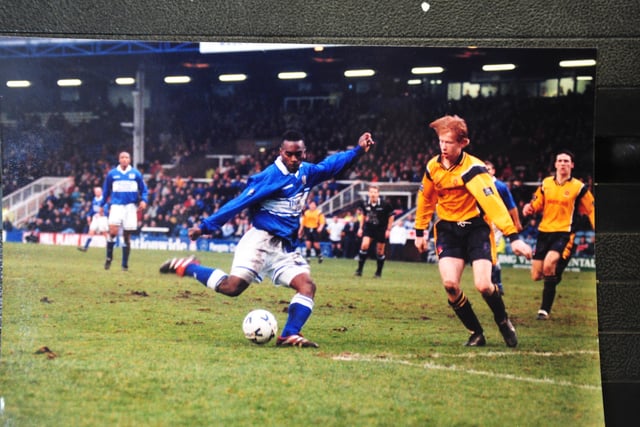 There has been no more spectacular debut for Posh than the one enjoyed by striker Andrews. He pitched up at Posh on loan from Watford in February, 1999 and scored four goals in his first game, a 5-2 Division Three win over Barnet at London Road. He is pictured scoring one of his goals. Andrews only scored one further Posh goal in a 10-game stay before he returned to Watford. He went on to play for Crystal Palace, Coventry, Sheffield Wednesday and Leeds United among other before retiring.
