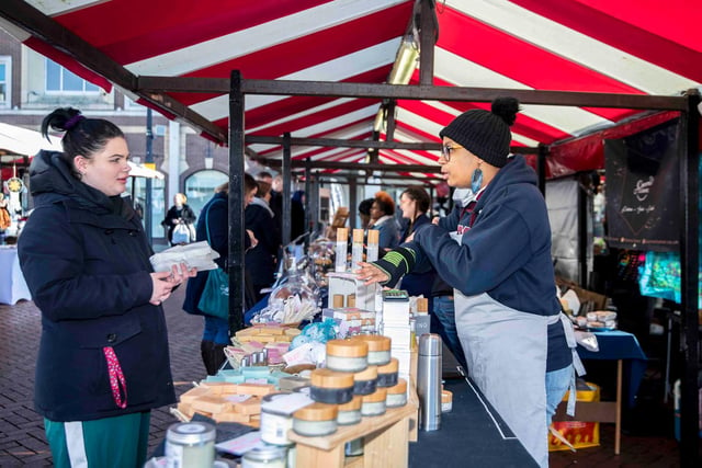 Vegan Market Co in Market Square, Northampton town centre on Sunday, January 9, 2022. Photo by Kirsty Edmonds.