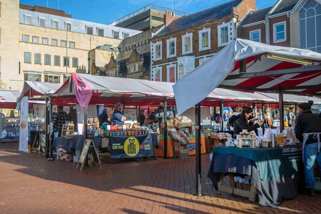 Vegan Market Co in Market Square, Northampton town centre on Sunday, January 9, 2022. Photo by Kirsty Edmonds.