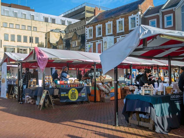 Vegan Market Co in Market Square, Northampton town centre on Sunday, January 9, 2022. Photo by Kirsty Edmonds.