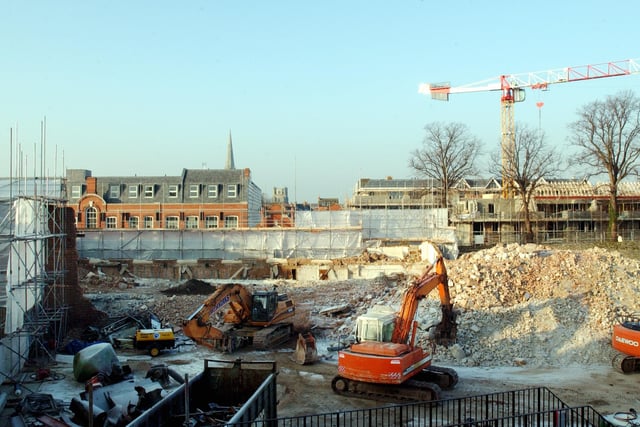 The demolition gets under way at the old swimming pool site in 2007.