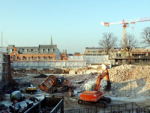 The demolition gets under way at the old swimming pool site in 2007.