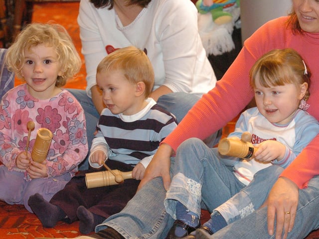 Tiny tots sing-a-long at the Key Theatre, pictured  are  Alice Callcutt  [3], Sam Callcutt [2] and Isabel Keogh [3] in 2004.