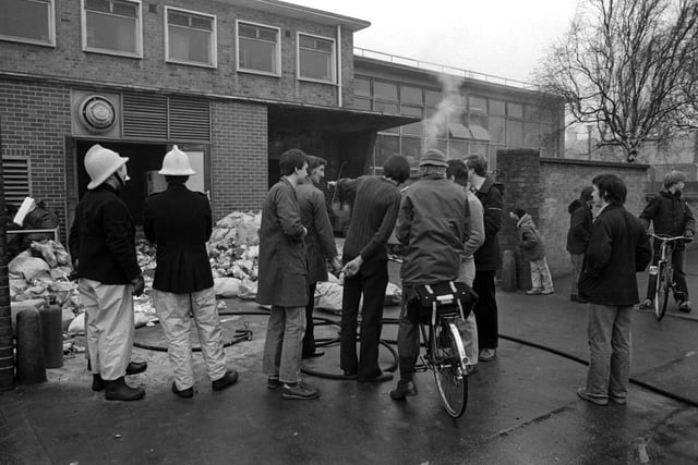 The scene at a fire in the incinerator room at Peterborough District Hospital in 1988.