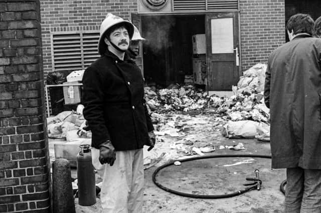Firefighter John Barlow  attended a fire in the incinerator room at Peterborough District Hospital in 1988.