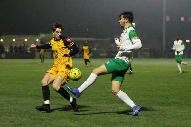 Action from Bognor's 1-0 win over Cray Wanderers, courtesy of a goal by on-loan Pompey forward Dan Gifford / Pictures: Martin Denyer