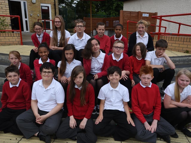 Y615 Year 6 leavers at Old Fletton Primary school. Miss Bridge's class EMN-150907-234840009