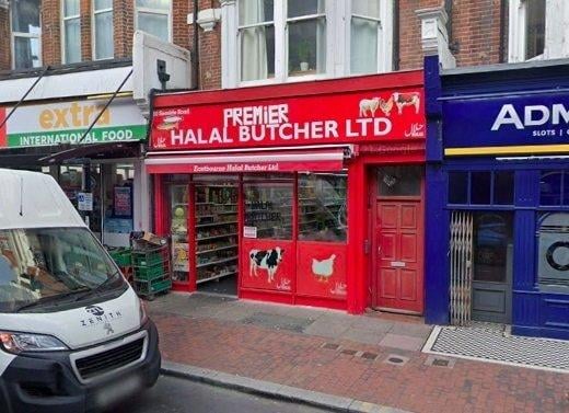 Premier Halal Butchers in Seaside Road currently has a food hygiene rating of zero. Its last inspection was on September 15, 2020. Picture from Google Street Maps SUS-220113-125654001