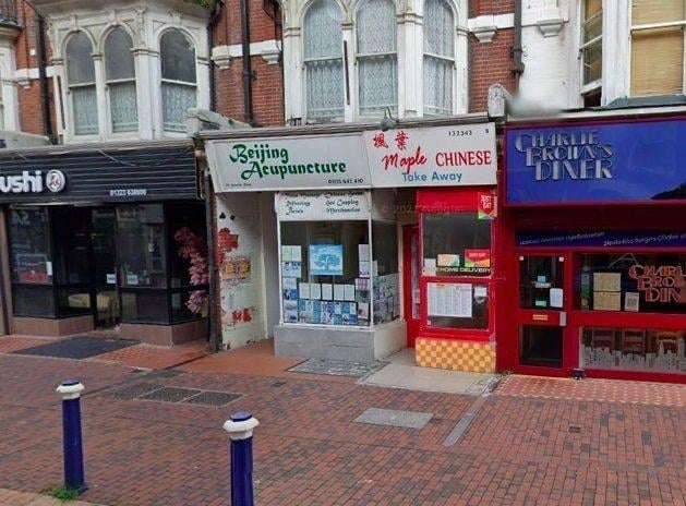 Maple Chinese Hot Food Takeaway in Seaside Road currently has a food hygiene rating of two. Its last inspection was on November 2, 2021. Picture from Google Street Maps SUS-220113-131754001