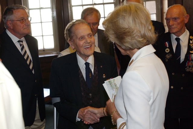 The Duchess meeting the war veterans. Picture: Stephen Goodger W35395h6
