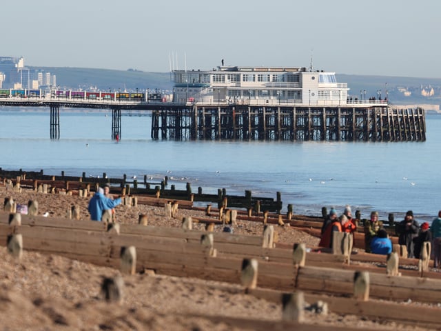People have been out and about enjoying the glorious winter sunshine on Worthing seafront