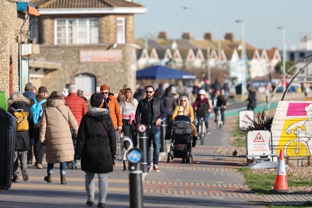 People have been out and about enjoying the glorious winter sunshine on Worthing seafront