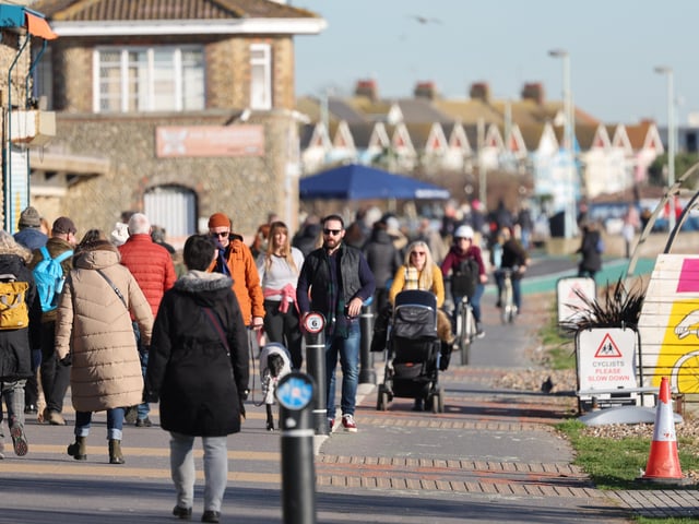 People have been out and about enjoying the glorious winter sunshine on Worthing seafront