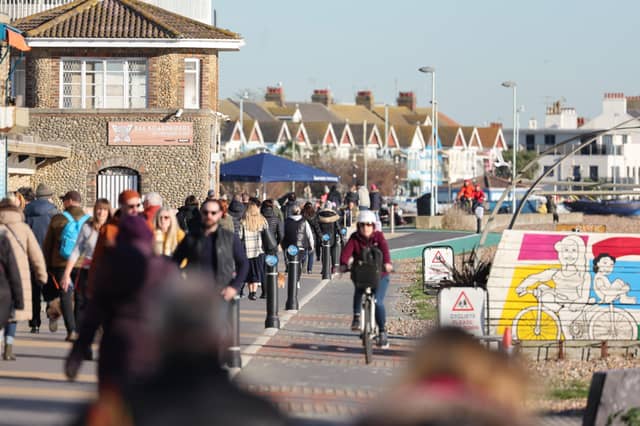 People have been out and about enjoying the glorious winter sunshine on Worthing seafront