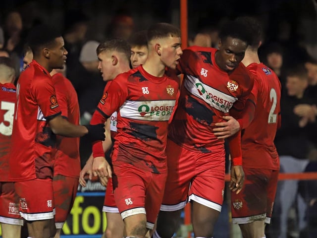 The Poppies celebrate their third goal