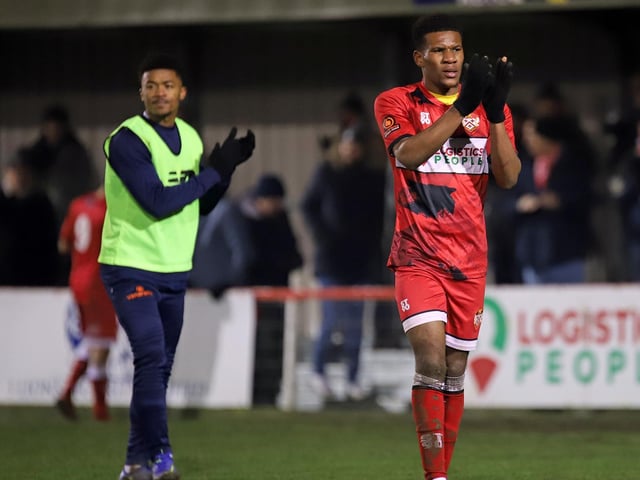 Riccardo Calder applauds the Poppies fans after the game