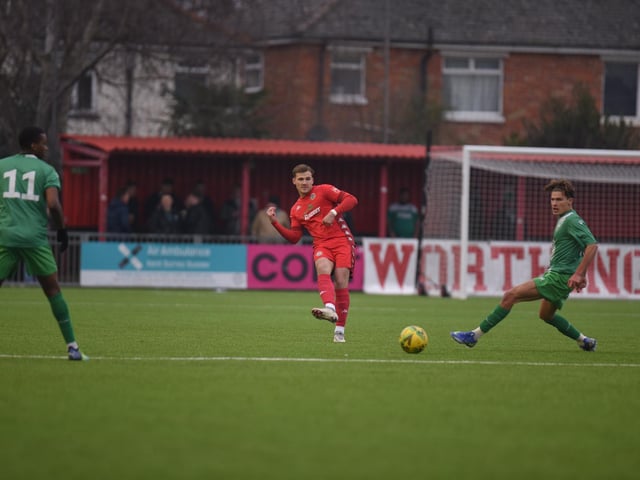Action and goal celebrations from Worthing's 4-0 Isthmian premier win at home to Leatherhead / Pictures: Marcus Hoare