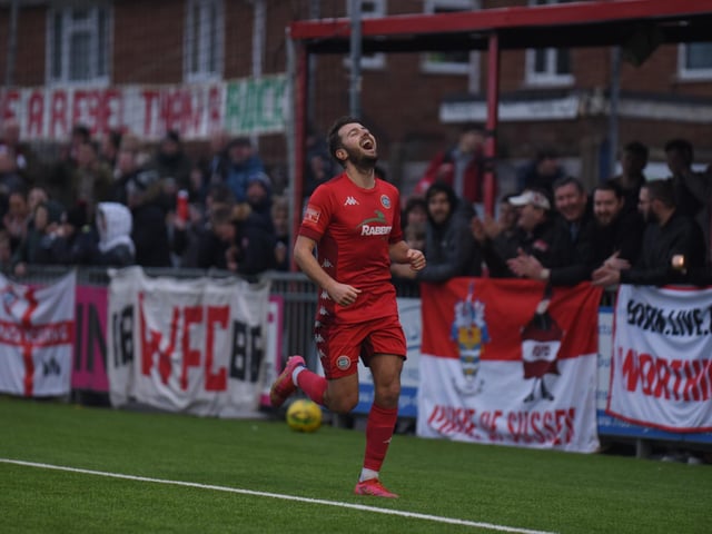 Action and goal celebrations from Worthing's 4-0 Isthmian premier win at home to Leatherhead / Pictures: Marcus Hoare