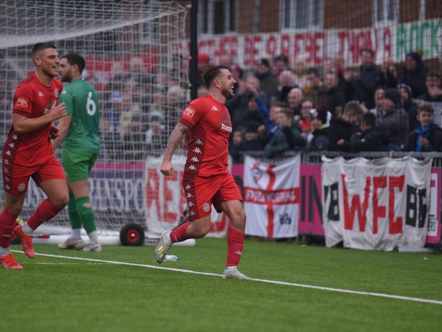 Action and goal celebrations from Worthing's 4-0 Isthmian premier win at home to Leatherhead / Pictures: Marcus Hoare
