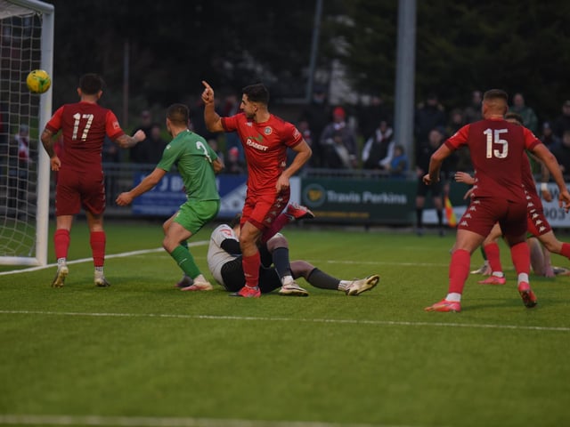 Action and goal celebrations from Worthing's 4-0 Isthmian premier win at home to Leatherhead / Pictures: Marcus Hoare