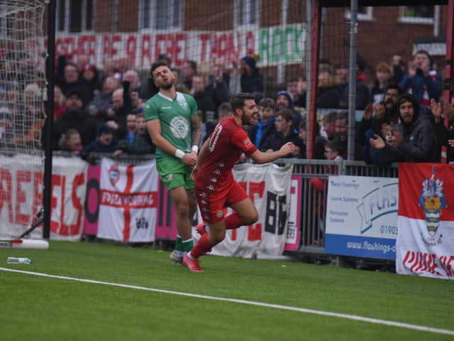 Action and goal celebrations from Worthing's 4-0 Isthmian premier win at home to Leatherhead / Pictures: Marcus Hoare