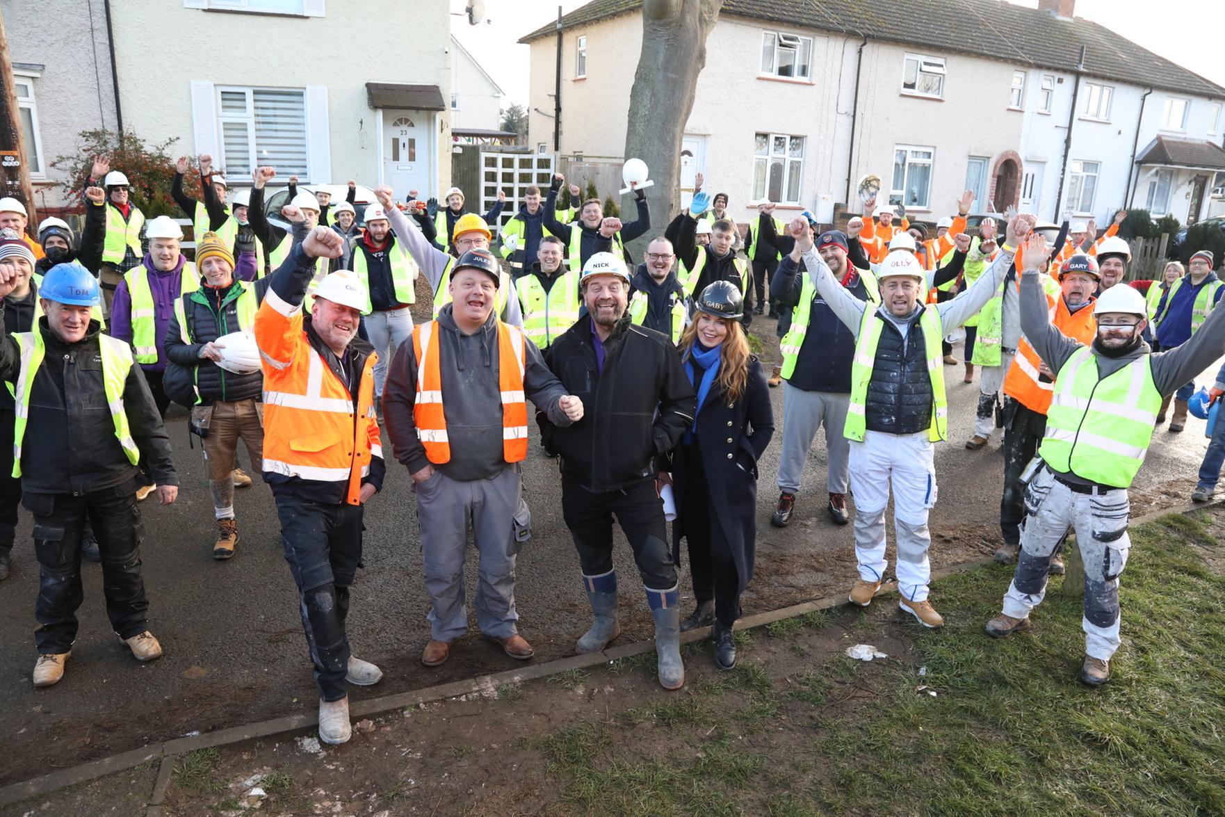 Nick Knowles with the DIY SOS team and volunteers