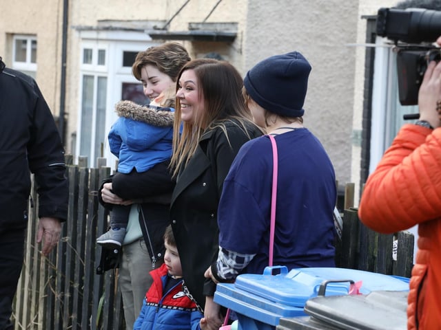 Nick Knowles introduces the McAuley family who were emotional when they left the street at the start of the Big Build