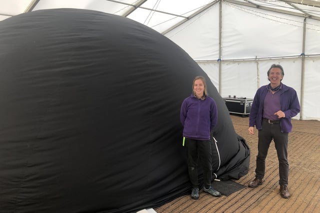 Beachy Head Afterlight Festival on October 29. Inflatable planetarium with Jarvis Brand and Kayleigh Johnson from the Observatory Science Centre in Herstmonceux. SUS-220118-084253001