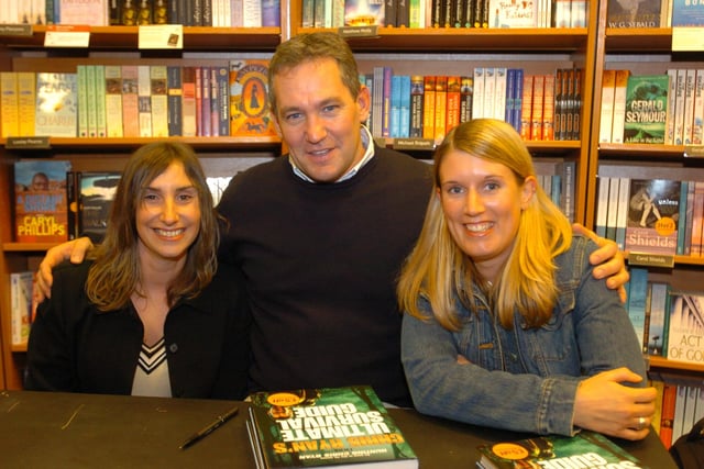Chris Ryan signing copies of his new book at Waterstone's, pictured with  customers Julietta Brett and Claire Hudson