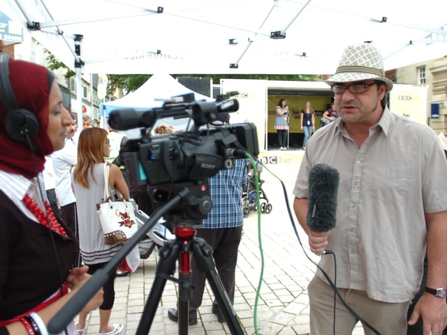 Big Skills fair at bridge street. Learning to be a TV presenter  Darren Goodale