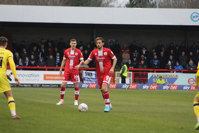 Jack Powell on the ball. Crawley Town v Tranmere Rovers. Pictures by Cory Pickford SUS-220122-163602004