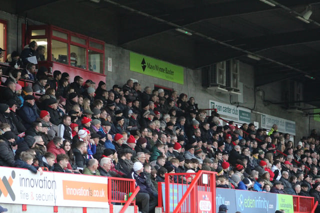The crowd watch on. Crawley Town v Tranmere Rovers. Pictures by Cory Pickford SUS-220122-161959004