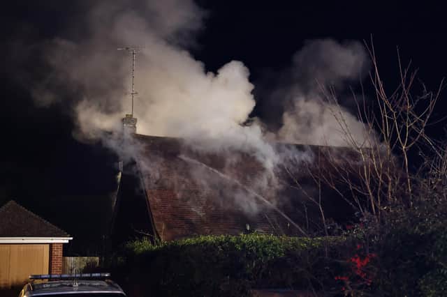 The scene of the fire at Bramber, Steyning. Picture by Eddie Mitchell SUS-220123-084018001