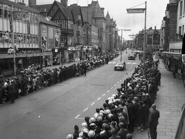 Royal visit 1965 in Abington Street, Northampton