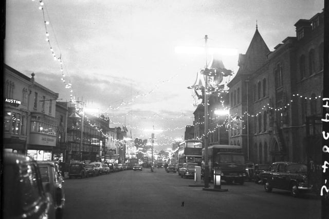Abington Street Christmas lights, November 28, 1960