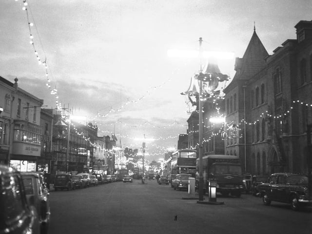 Abington Street Christmas lights, November 28, 1960
