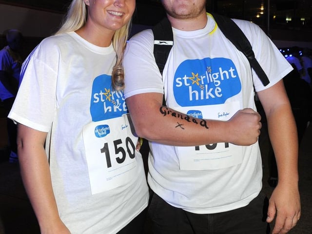 Start of the Starlight Hike in aid of Sue Ryder from Peterborough Greyhound Stadium. Michelle Neale and Peter Neale, from Hampton, walking in memory of Peter's grandfather, Reg Neale ENGEMN00120120909162340