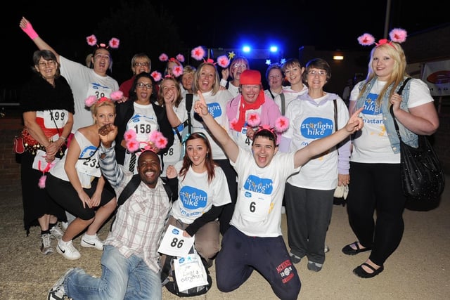 Start of the Starlight Hike in aid of Sue Ryder from Peterborough Greyhound Stadium. (front l-r), Saul Muchenje, Danielle Gavaghan, David Ascott and friends ENGEMN00120120909162401