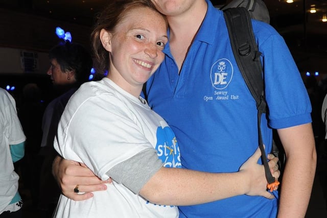 Start of the Starlight Hike in aid of Sue Ryder from Peterborough Greyhound Stadium. Karrina Saunders and Ben Sutton, from Sawtry. ENGEMN00120120909162412