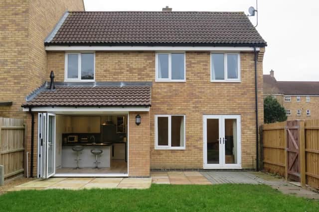 Three bedroom town house for sale in Lyvelly Gardens, Peterborough. All photos: Zoopla